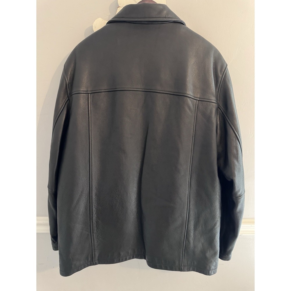 Guess Men's Pebble Grain Heavyweight Leather Zip Out Liner Jacket Black Large - Picture 2 of 16